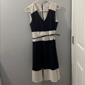 Calvin Klein Black and White Midi Dress
